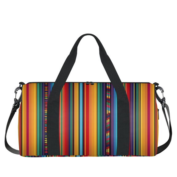Herdesigns Boho Colorful Striped Travel Duffle Bag Sports Yoga Weekender Overnight Carry on Workout Bags Lightweight Waterproof Gym Tote Bag for Women