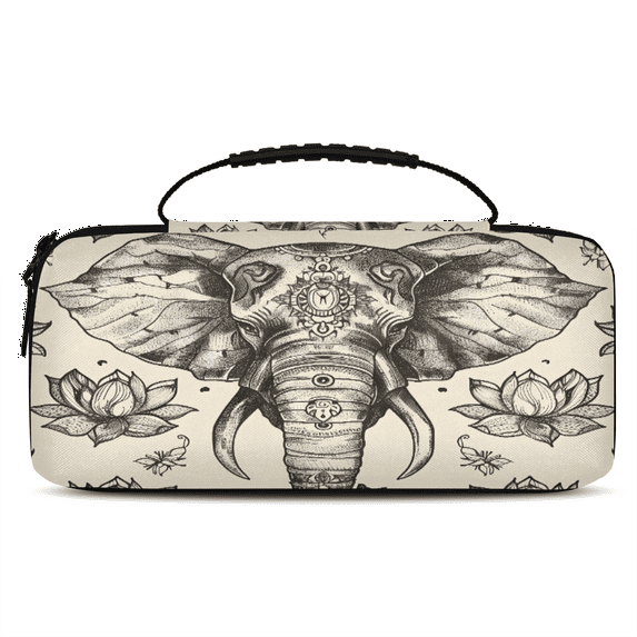 Herdesigns Boho Elephant Carry Case Compatible for Nintendo Switch OLED Model 2021/Switch 2017, Protective Travel Switch Carrying Case with 20 Game Card Slots for Switch Console & Accessories