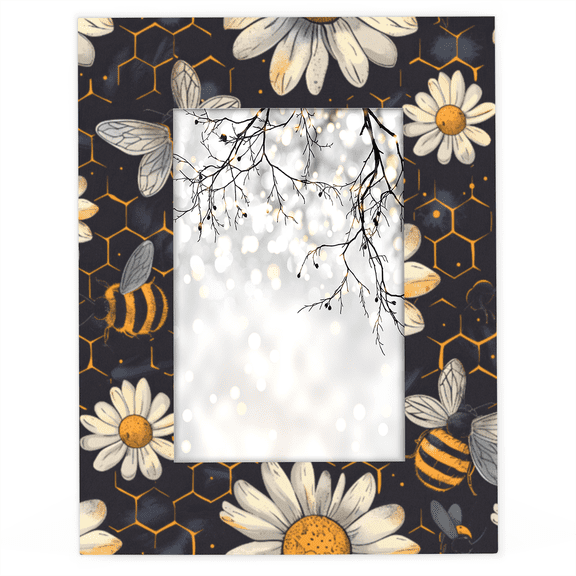Herdesigns Honey Bumble Bee 4x6 Picture Frame Daisy Floral Bee Wood Photo Frame Table Display or Wall Hanging Decoration for Vertical or Horizontal Display