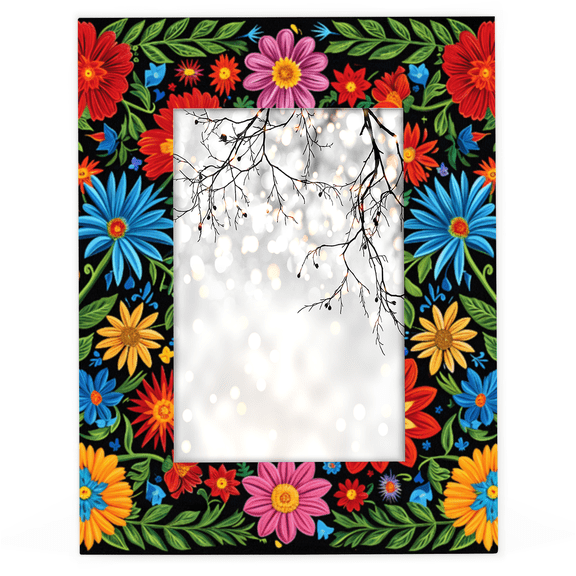 Herdesigns Spring Watercolor Floral 4x6 Picture Frame Colorful Flowers Wood Photo Frame Table Display or Wall Hanging Decoration for Vertical or Horizontal Display