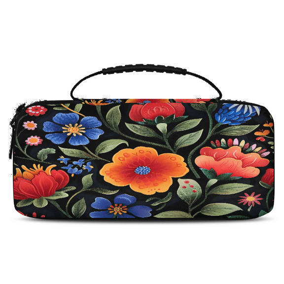 Herdesigns Boho Floral Carry Case Compatible for Nintendo Switch OLED Model 2021/Switch 2017, Protective Travel Switch Carrying Case with 20 Game Card Slots for Switch Console & Accessories