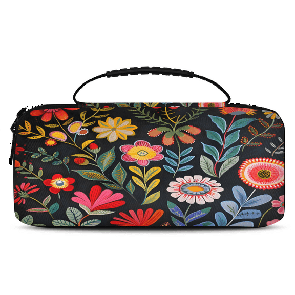 Herdesigns Boho Floral Carrying Case for Nintendo Switch OLED Model 2021 & Switch 2017 with 20 Game Card Slots, Portable Travel Carry Case for Accessories and Console