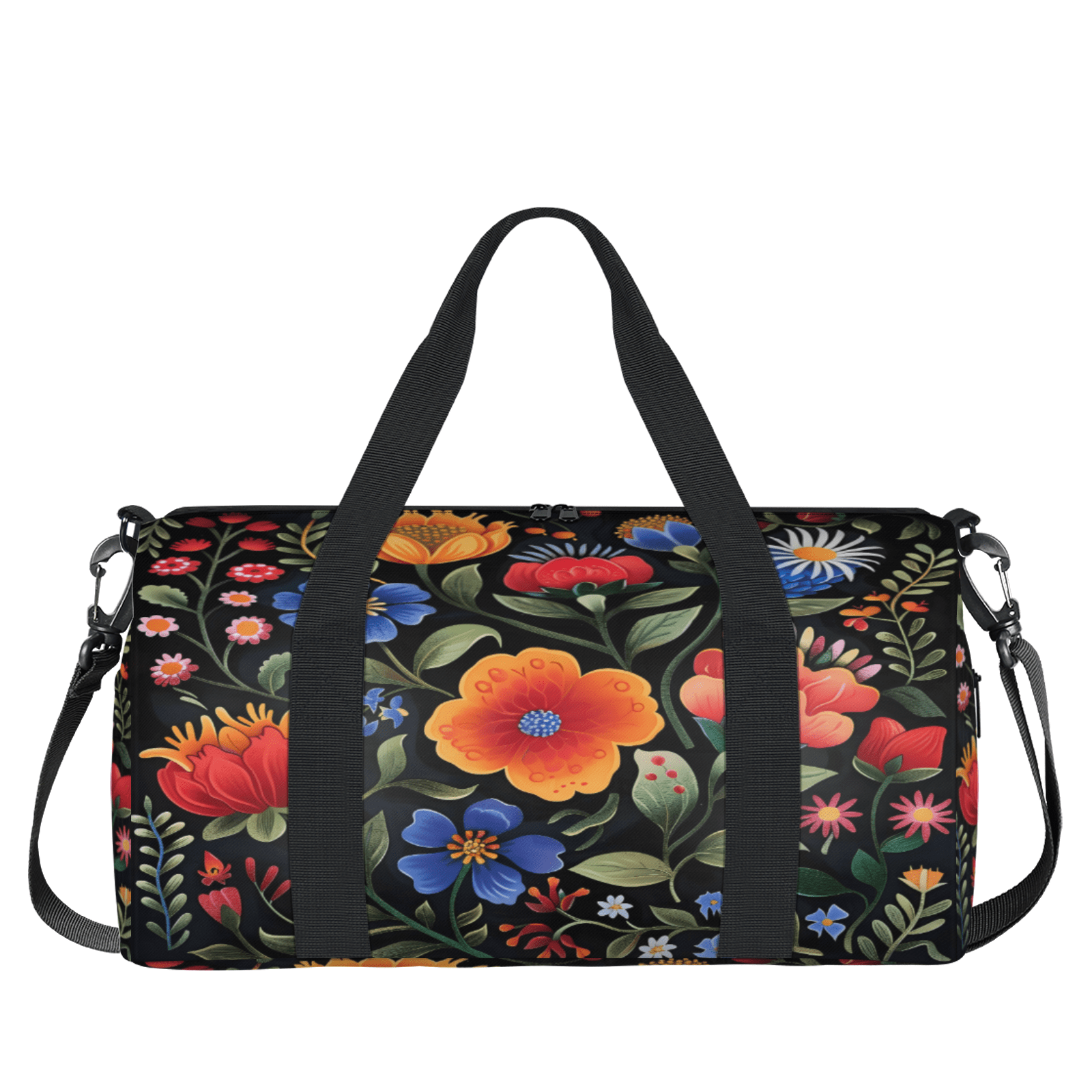 Herdesigns Boho Floral Travel Duffle Bag Sports Yoga Weekender Overnight Carry on Workout Bags Lightweight Waterproof Gym Tote Bag for Women