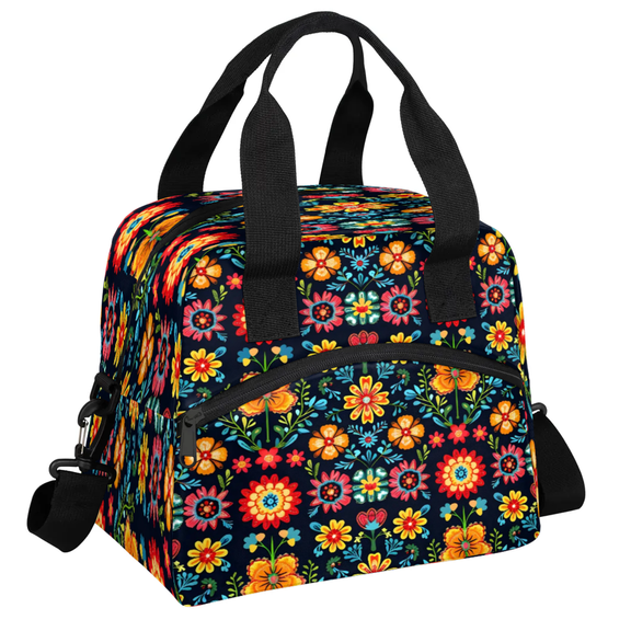 Herdesigns Boho Flower Insulated Lunch Bag for Women Men Adult, Reusable Insulated Cooler Lunch Box Lunch Tote Bag for Work Picnic Beach