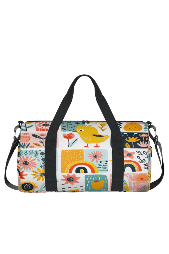 Boho Gym Bag for Women, Duffle Bag for Travel Sport, Chicken Rainbow Lightweight Waterproof Carry on Weekender Dance Yoga Workout Bags
