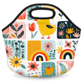 thumbnail image 1 of Herdesigns Boho Neoprene Lunch Bag, Chicken Rainbow Insulated Lunch Box for Women Men Washable Lunch Tote Soft Lunch Container With Zipper for Work Picnic Travel, 1 of 7