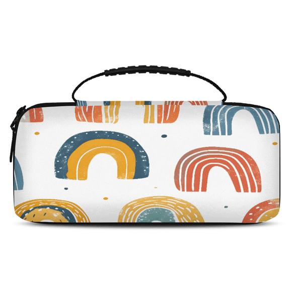 Herdesigns Boho Rainbow Carrying Case for Nintendo Switch OLED Model 2021 & Switch 2017 with 20 Game Card Slots, Portable Travel Carry Case for Accessories and Console