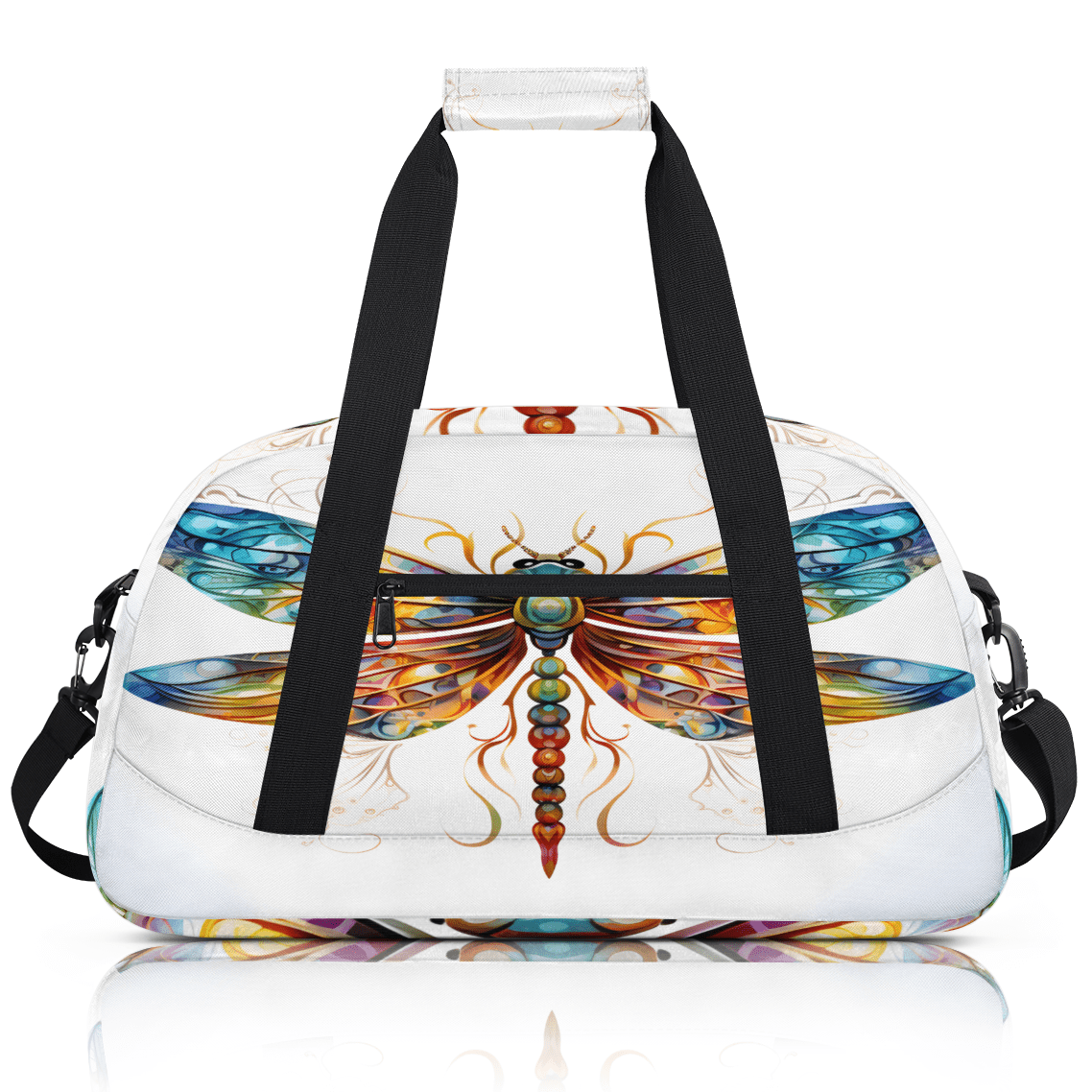 Herdesigns Boho Sports Duffle Bag for Women & Men, Dragonfly Gym Bag Dance Bag Overnight Bag Carry On Weekender Travel Bag