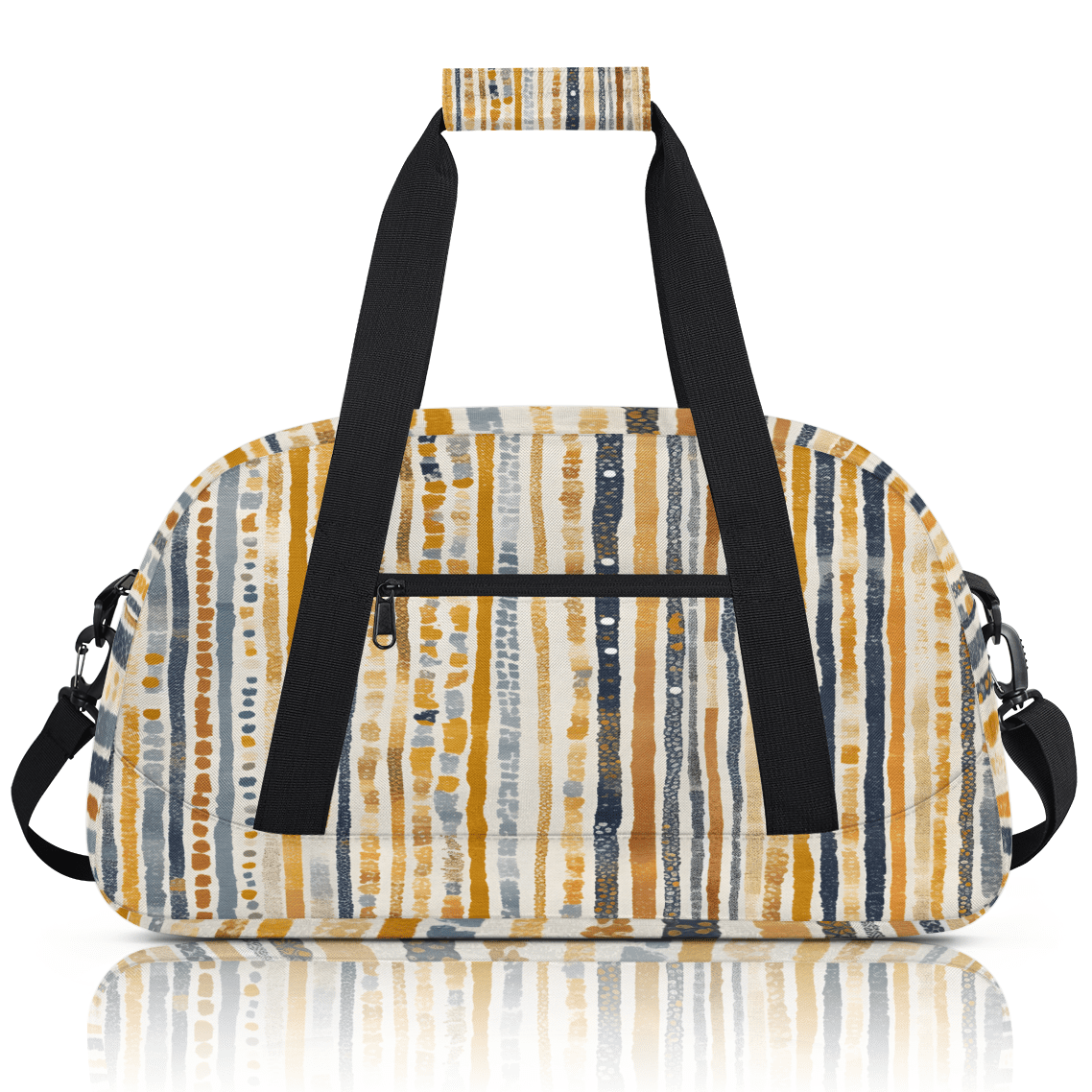 Herdesigns Boho Striped Sports Duffle Bag for Women & Men, Stripe Geometric Gym Bag Dance Bag Overnight Bag Carry On Weekender Travel Bag