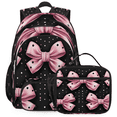thumbnail image 1 of Herdesigns Bow Backpack with Lunch Box Polka Dots Lightweight Large Travel Work Laptop Backpacks Set Casual Daypacks, 1 of 8