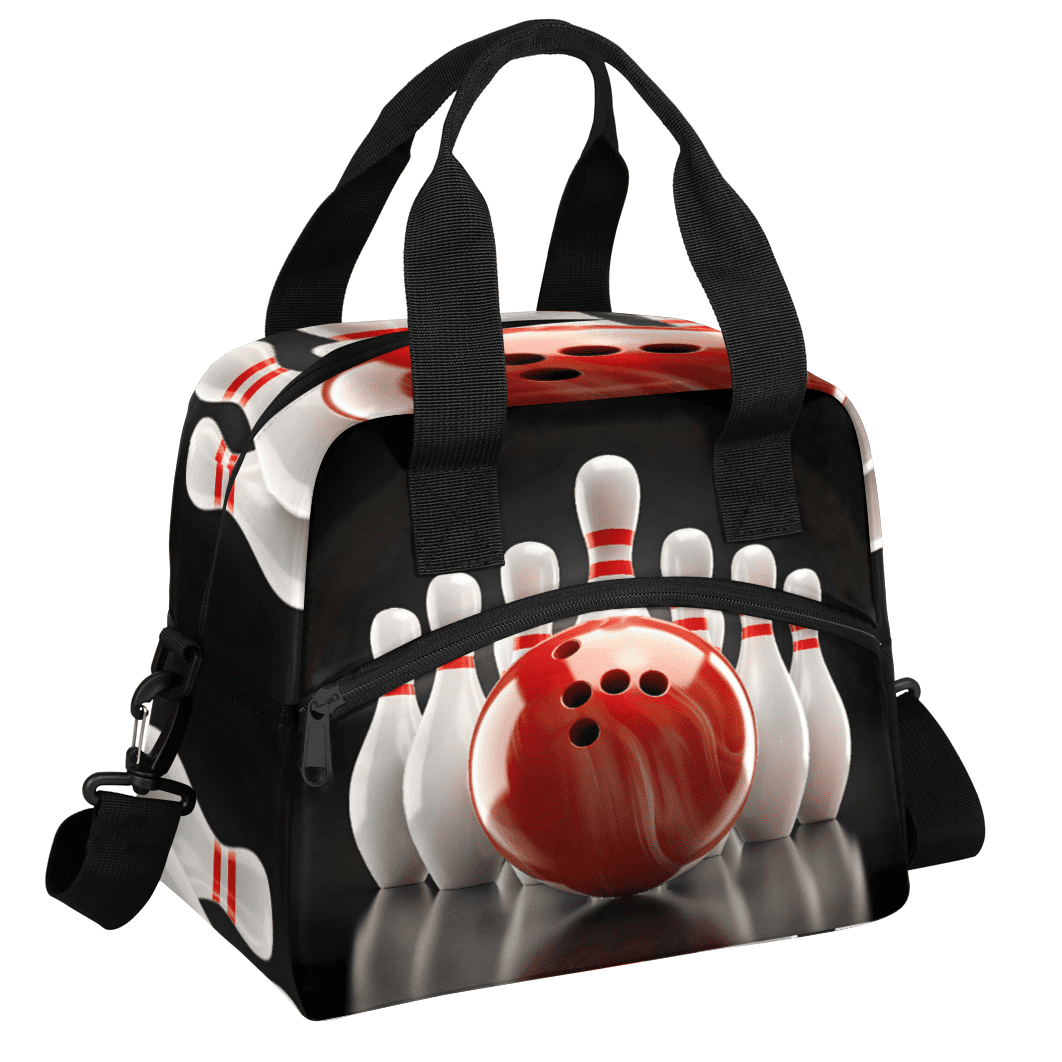 Herdesigns Bowling Ball Sports Insulated Lunch Bag for Women Men Adults Large Reusable Lunch Box Leakproof Portable Cooler Tote Bags with Adjustable Shoulder Strap