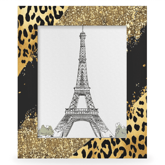Herdesigns Brown Leopard Cheetah 11x14 Photo Frame, Wooden Picture Frame Fits 11x14in Photo, Wall Hanging or Tabletop Display