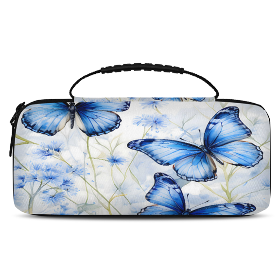 Herdesigns Butterfly Flowers Carrying Case for Nintendo Switch OLED Model 2021 & Switch 2017 with 20 Game Card Slots, Portable Travel Carry Case for Accessories and Console