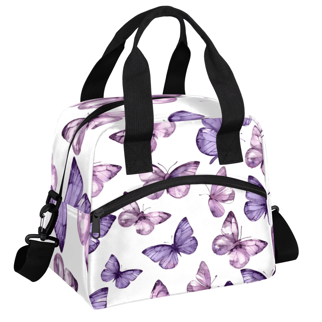 Herdesigns Butterfly Insulated Lunch Bag for Women Men Adults Large Reusable Lunch Box Leakproof Portable Cooler Tote Bags with Adjustable Shoulder Strap