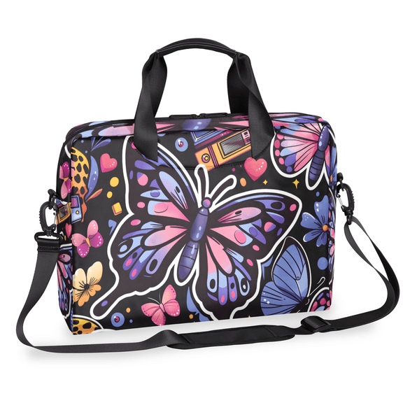 Herdesigns Butterfly Laptop Bag for Women Men, Computer Case Briefcase Messenger Bags, 15-15.6 inch Laptop Sleeve Shoulder Bag