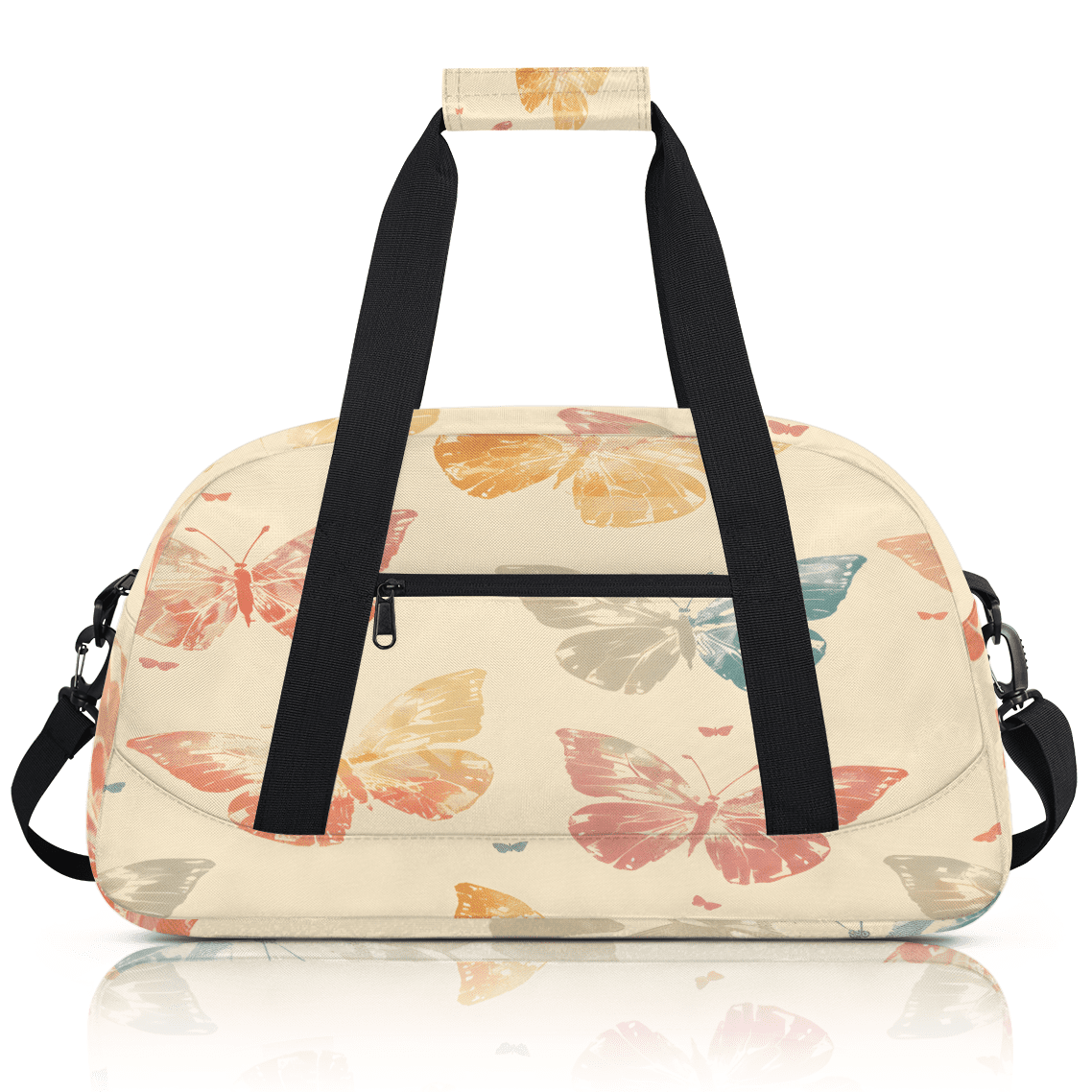 Herdesigns Butterfly Sports Duffle Bag for Women & Men, Butterfly Pattern Gym Bag Dance Bag Overnight Bag Carry On Weekender Travel Bag
