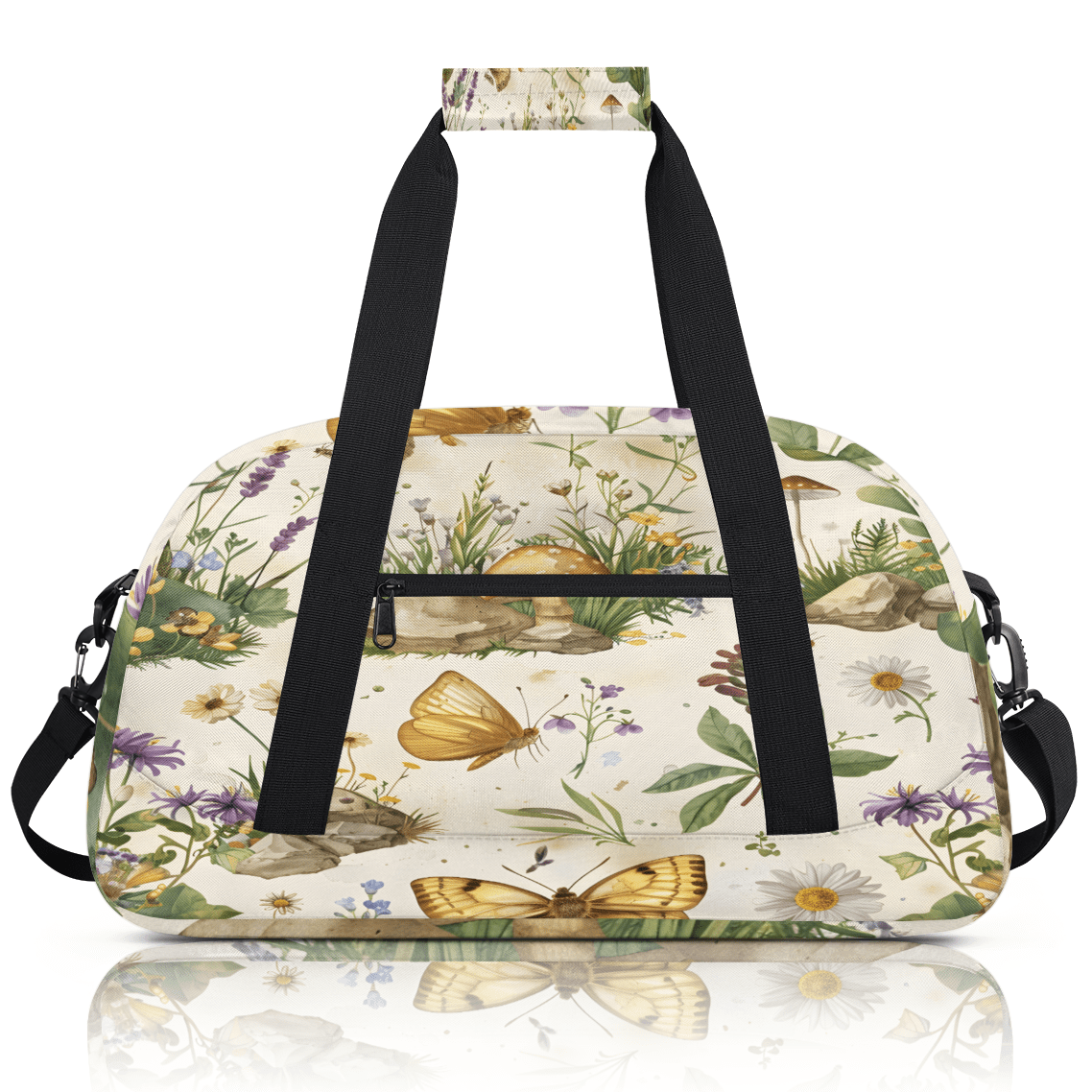 Herdesigns Butterfly Sports Duffle Bag for Women & Men, Floral Gym Bag Dance Bag Overnight Bag Carry On Weekender Travel Bag