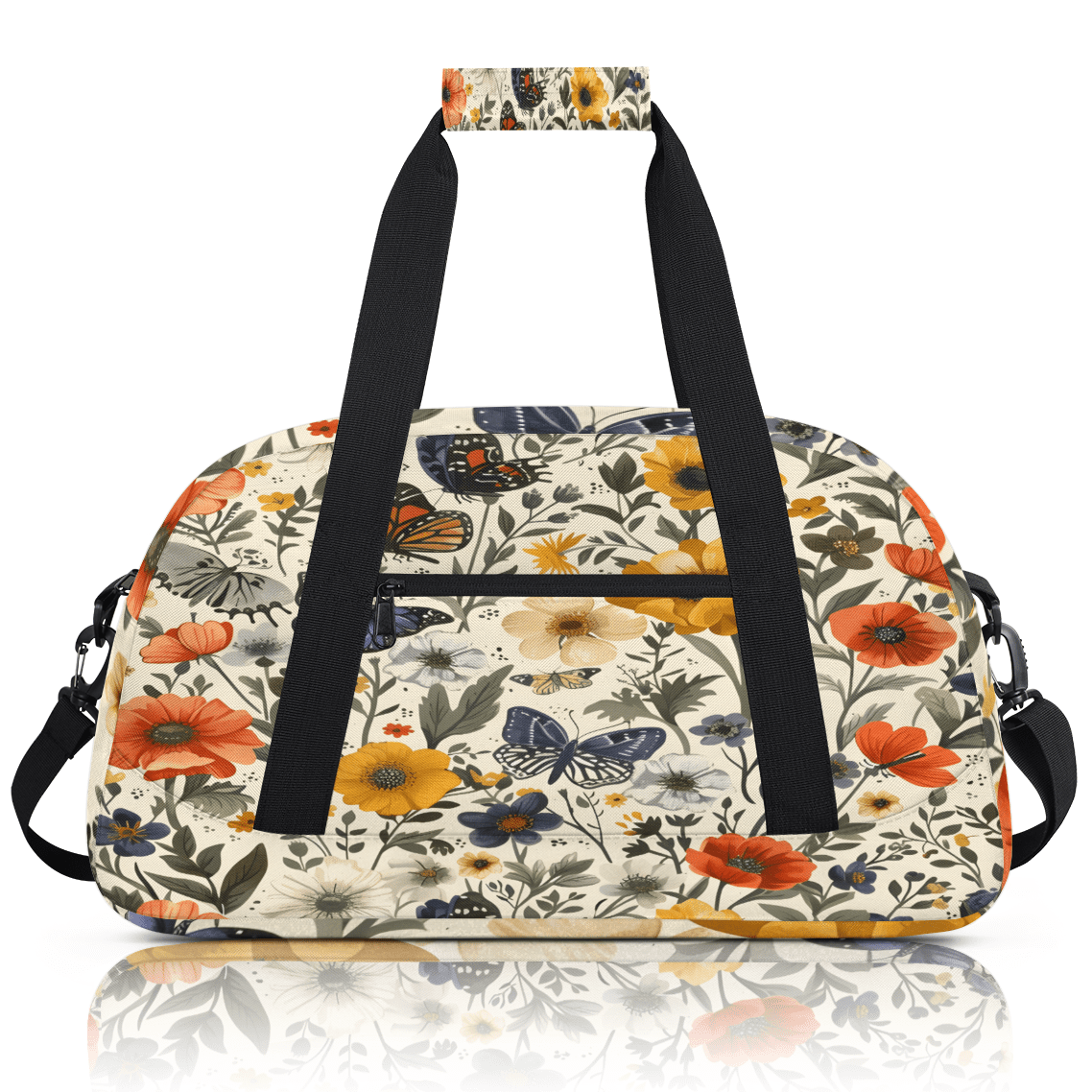 Herdesigns Butterfly Sports Duffle Bag for Women & Men, Flower Gym Bag Dance Bag Overnight Bag Carry On Weekender Travel Bag