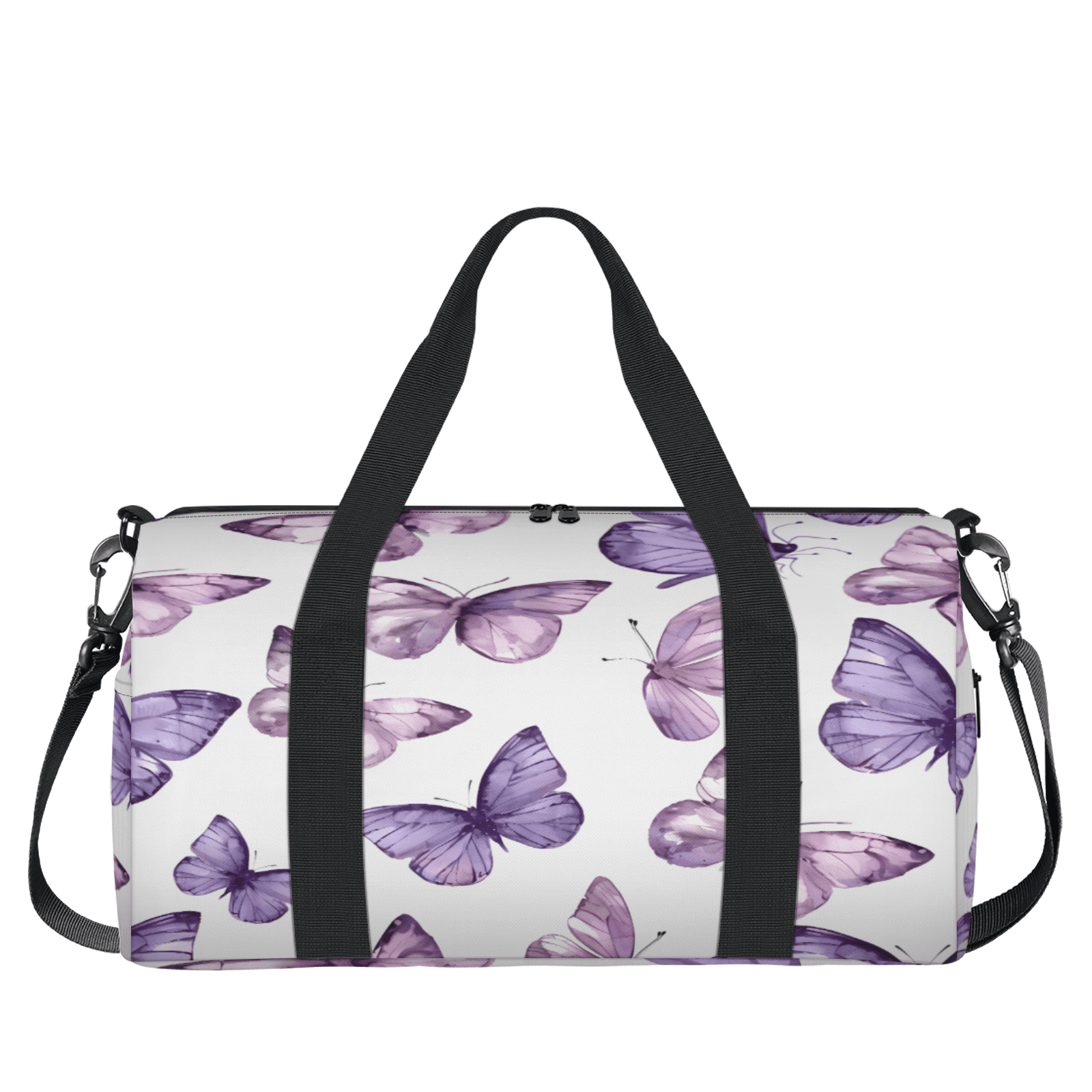 Herdesigns Butterfly Travel Duffle Bag Sports Yoga Weekender Overnight Carry on Workout Bags Lightweight Waterproof Gym Tote Bag for Women