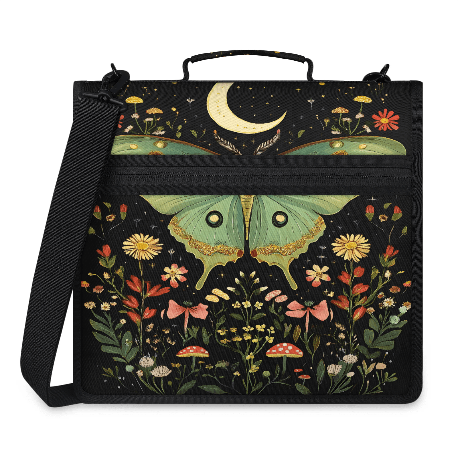 Herdesigns Butterfly Zipper Binder with Shoulder Strap, Waterproof 1.5 Inch 3 D-Ring Binder Organizer Bag, Fits 13 Inch Laptop for Work, Floral