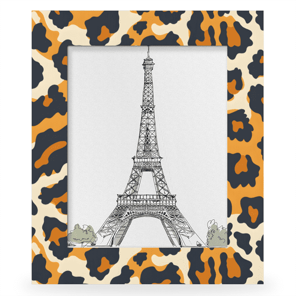 Herdesigns Leopard Print 8x10 Picture Frame, Cheetah Skin Pattern Wood Photo Frame for Wall & Tabletop, Vertical & Horizontal Display Home Decor