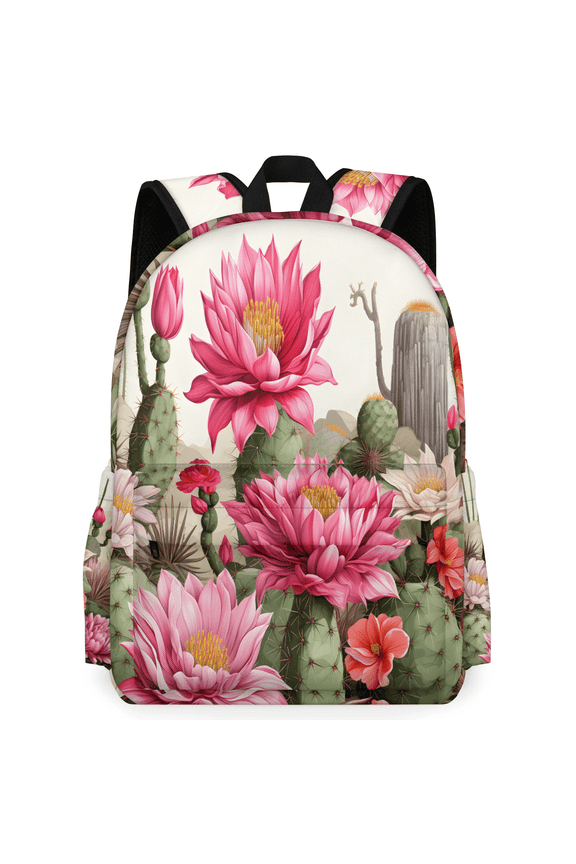 Cactus Print Backpack for Men Women, Lightweight Laptop Backpack 16.3 Inch Tropical Flower Casual Daypack for Travel Work Commuter
