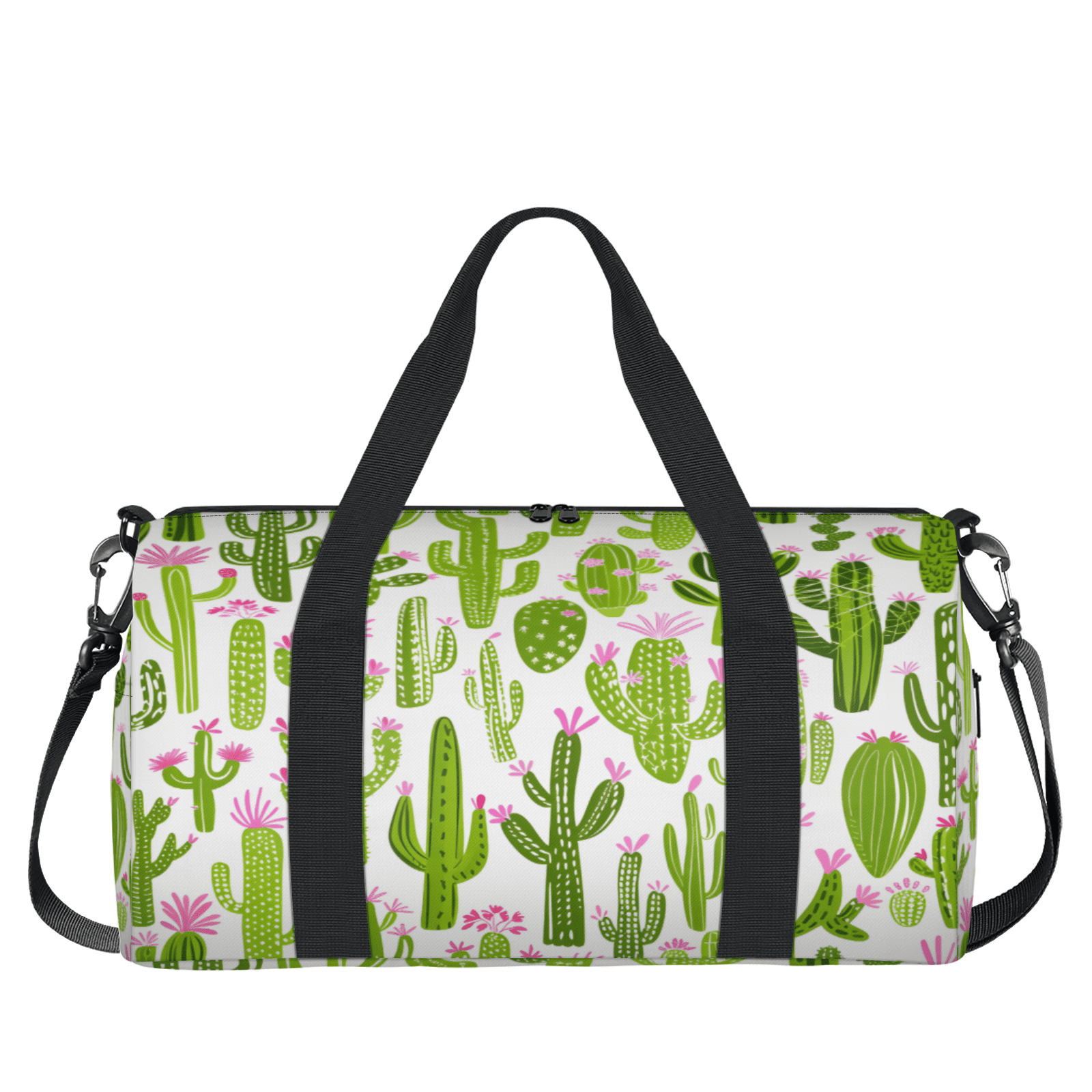 Herdesigns Cactus Travel Duffle Bag Sports Yoga Weekender Overnight Carry on Workout Bags Lightweight Waterproof Gym Tote Bag for Women