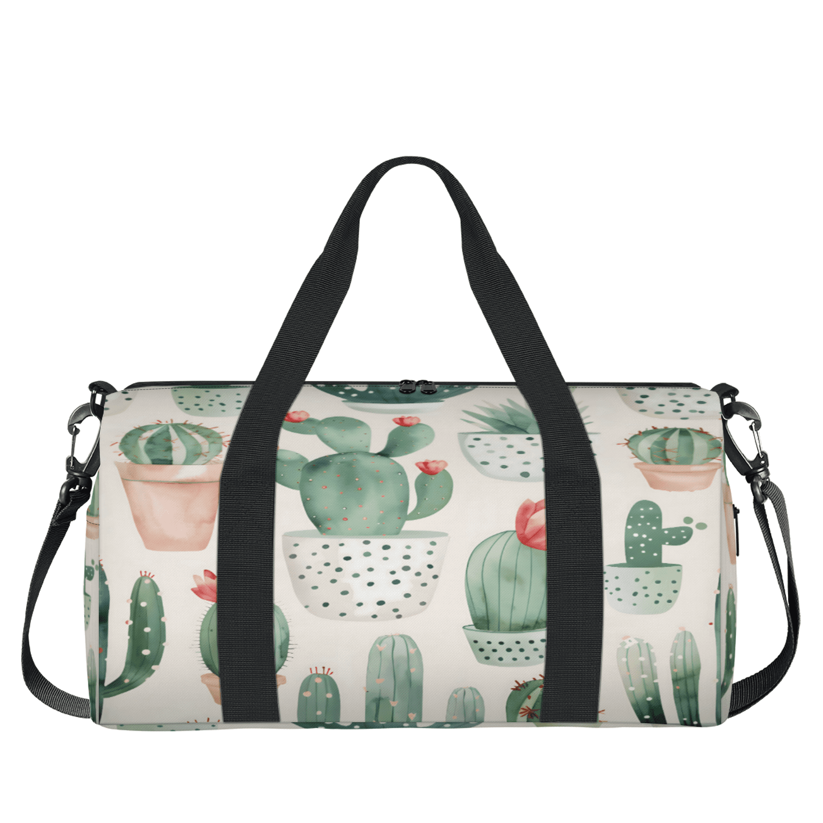 Herdesigns Cactus Travel Duffle Bag Sports Yoga Weekender Overnight Carry on Workout Bags Lightweight Waterproof Gym Tote Bag for Women