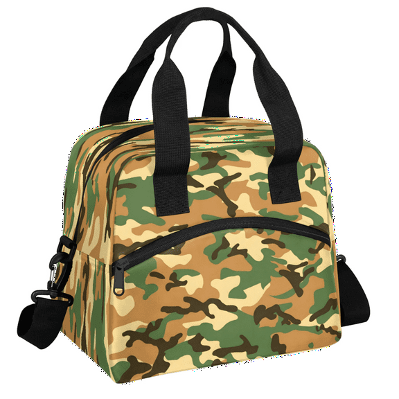 Herdesigns Camo Army Insulated Lunch Bag for Women Men Adult, Reusable Insulated Cooler Lunch Box Lunch Tote Bag for Work Picnic Beach