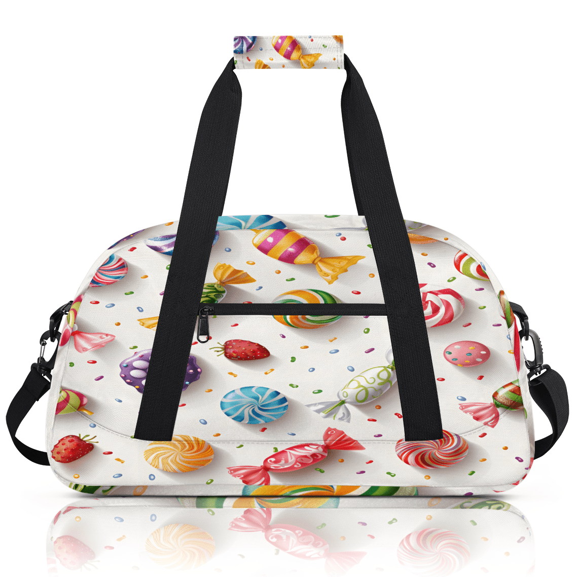 Herdesigns Candy Sports Duffle Bag for Women & Men, Colorful Candy Gym Bag Dance Bag Overnight Bag Carry On Weekender Travel Bag