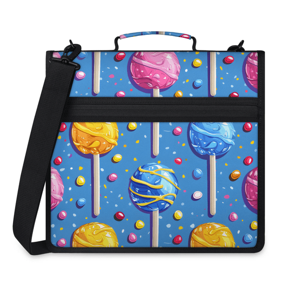 Herdesigns Candy Zipper Binder 1.5 Inch 3 D-Rings with Shoulder Strap & Handle, Waterproof Colorful Binder Organizer Bag for 13 Inch Laptop