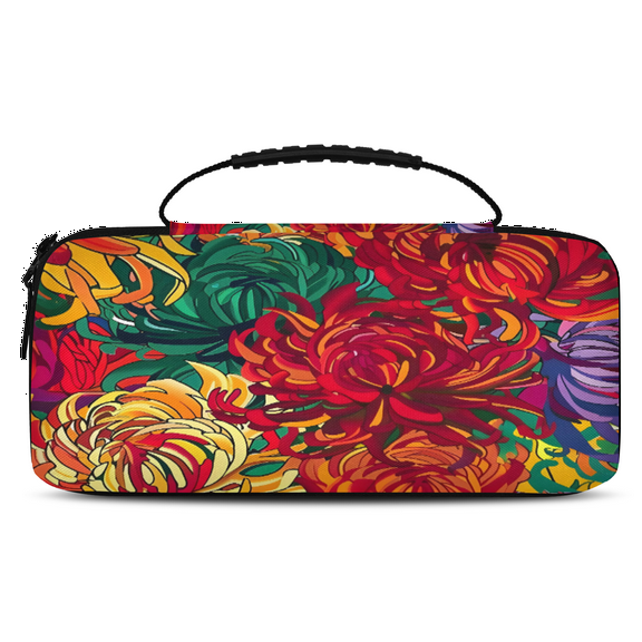 Herdesigns Carry Case Compatible for Nintendo Switch 2, Protective Travel Switch Carrying Case with 20 Game Card Slots for Switch Console & Accessories,Chrysanthemum Flower