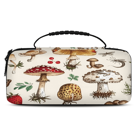 Herdesigns Carry Case Compatible for Nintendo Switch 2, Protective Travel Switch Carrying Case with 20 Game Card Slots for Switch Console & Accessories,Colorful Mushrooms Flower
