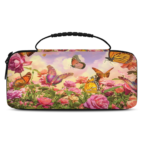 Herdesigns Carry Case Compatible for Nintendo Switch 2, Protective Travel Switch Carrying Case with 20 Game Card Slots for Switch Console & Accessories,Flower Butterfly