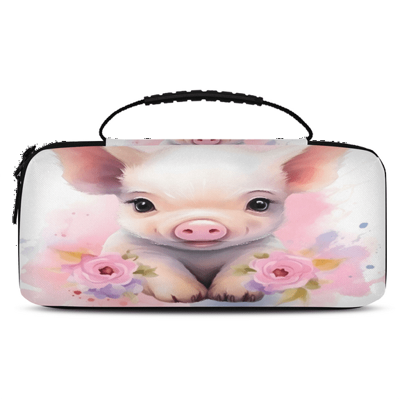 Herdesigns Carry Case Compatible for Nintendo Switch 2, Protective Travel Switch Carrying Case with 20 Game Card Slots for Switch Console & Accessories,Pig Pattern