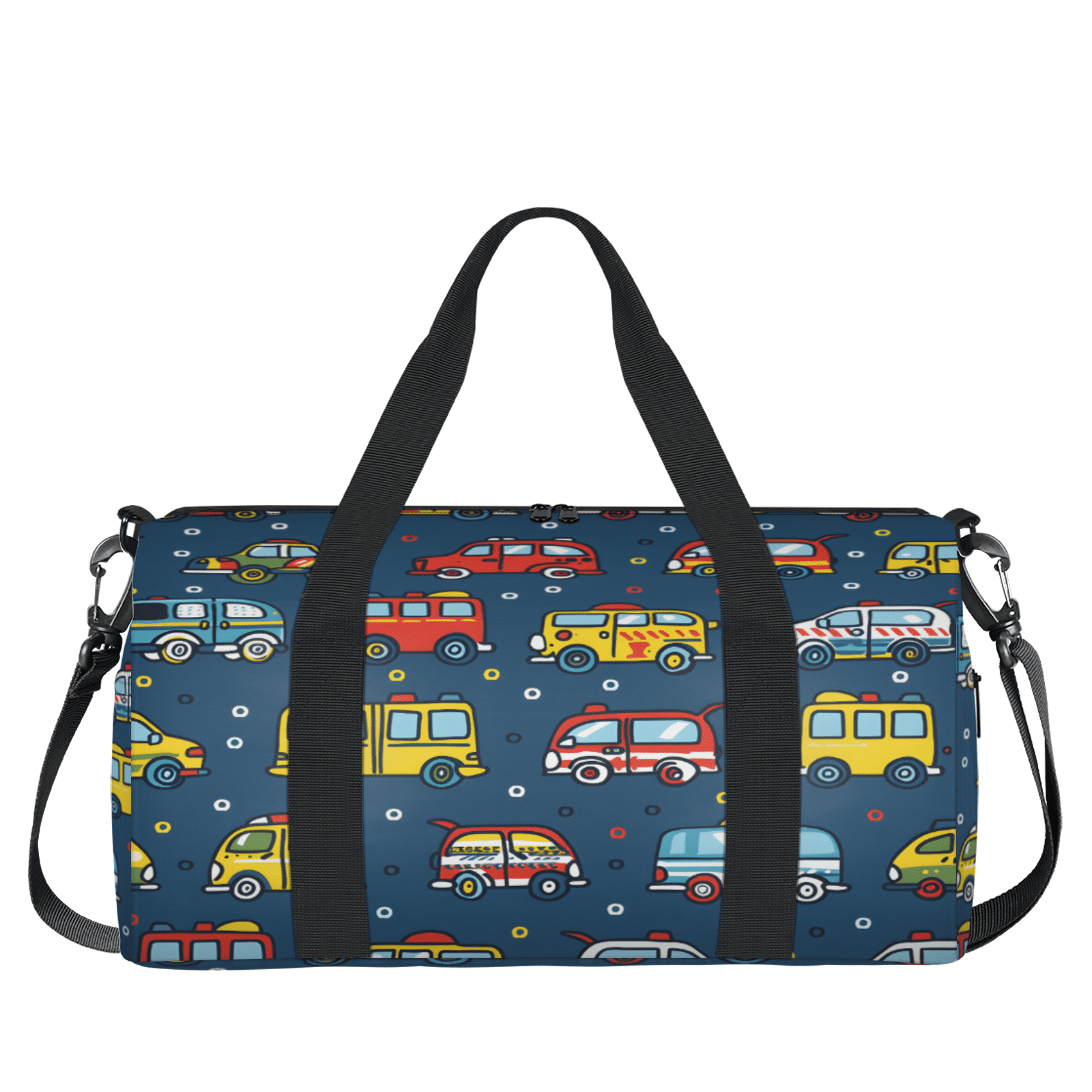 Herdesigns Cartoon Car Gym Bag for Women, Duffle Bag for Travel Sport, Transportation Lightweight Waterproof Carry on Weekender Dance Yoga Workout Bags