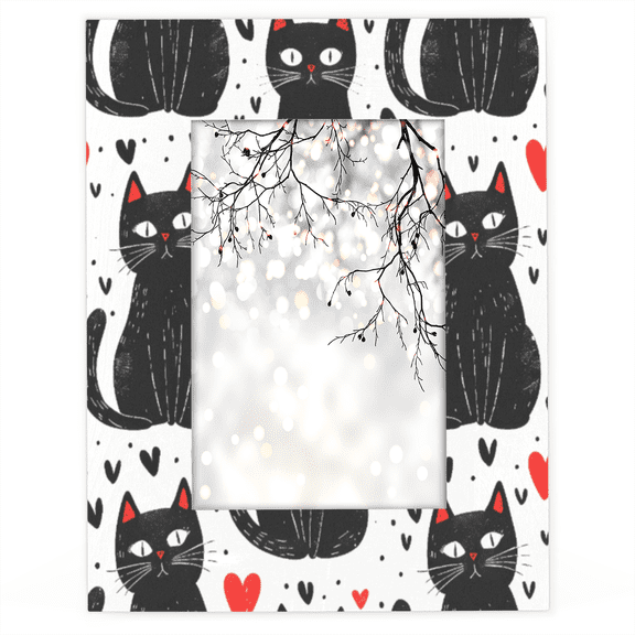 Herdesigns Cartoon Cats 4x6 Picture Frame Wood Photo Frame Table Display or Wall Hanging Decoration for Vertical or Horizontal Display