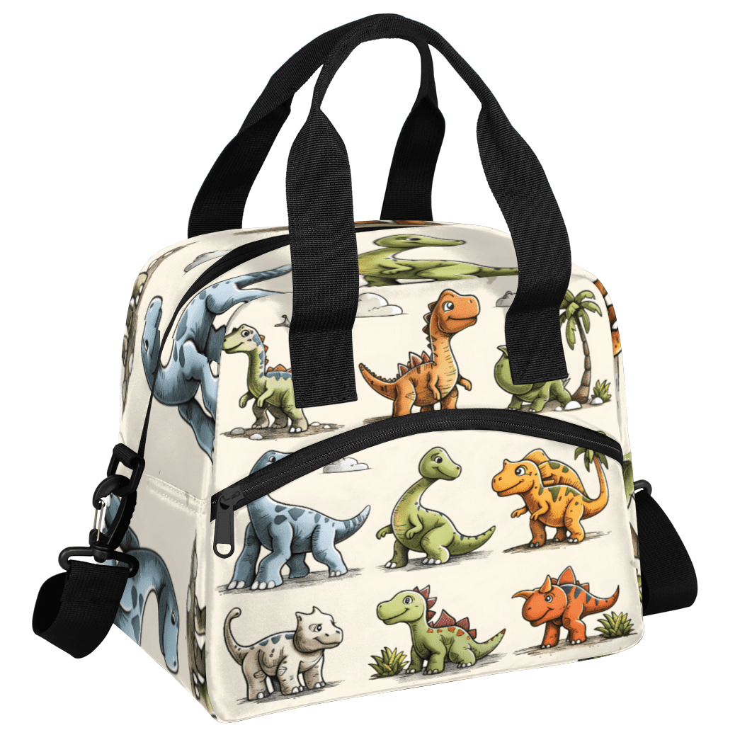 Herdesigns Cartoon Dinosaur Insulated Lunch Bag for Women Men Adults Large Reusable Lunch Box Funny Annimal Leakproof Cooler Tote Bags with Adjustable Shoulder Strap