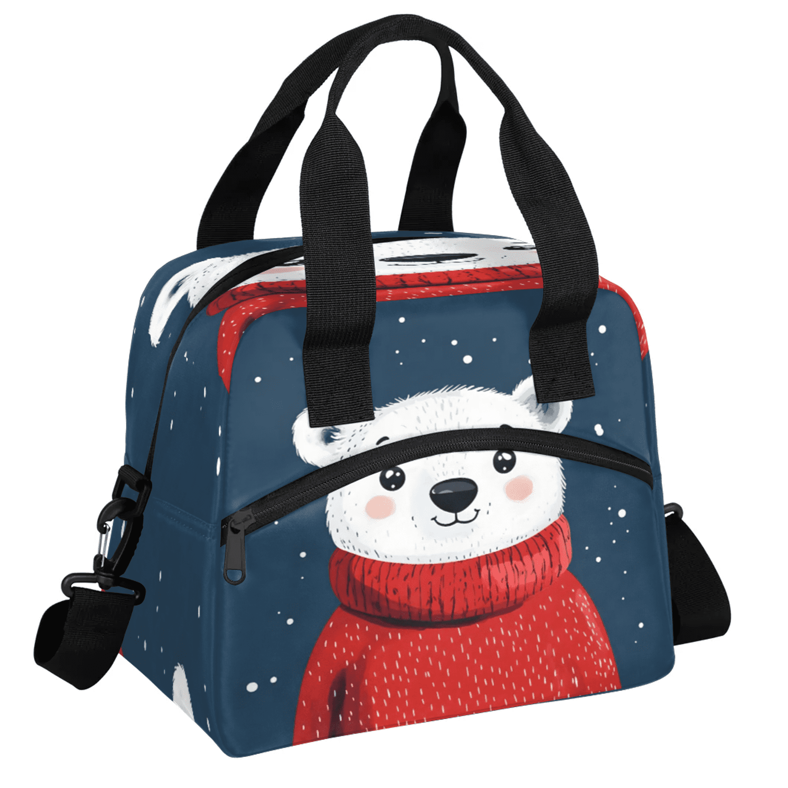 Herdesigns Cartoon Lunch Bag for Women Men Adult, Bear Large Insulated Reusable Lunch Box Leakproof Portable Cooler Tote Bags for Work Picnic Beach