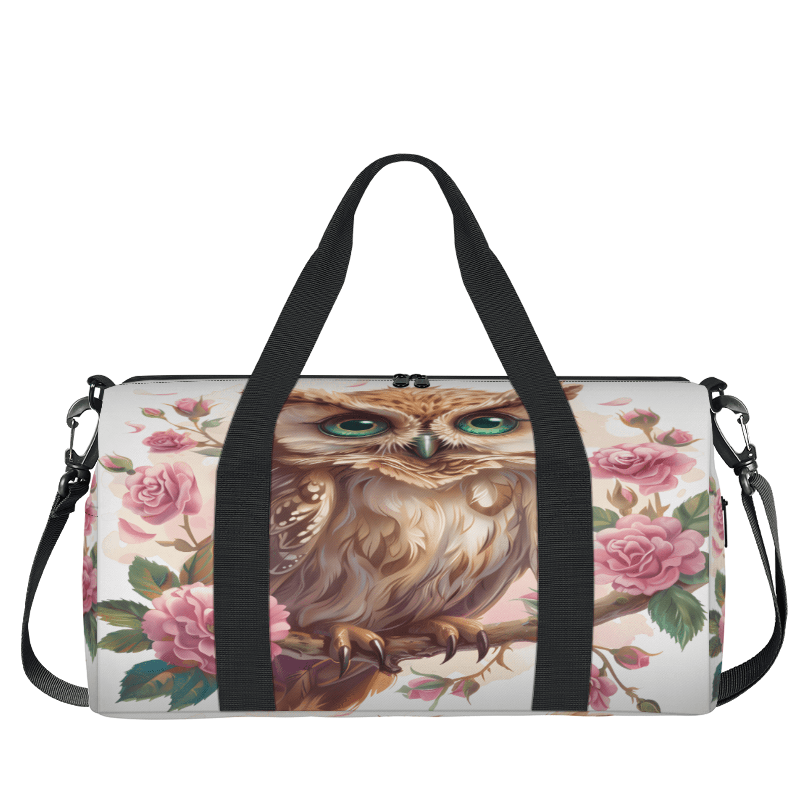 Herdesigns Cartoon Owl Travel Duffle Bag Sports Yoga Weekender Overnight Carry on Workout Bags Lightweight Waterproof Gym Tote Bag for Women Cute Animal