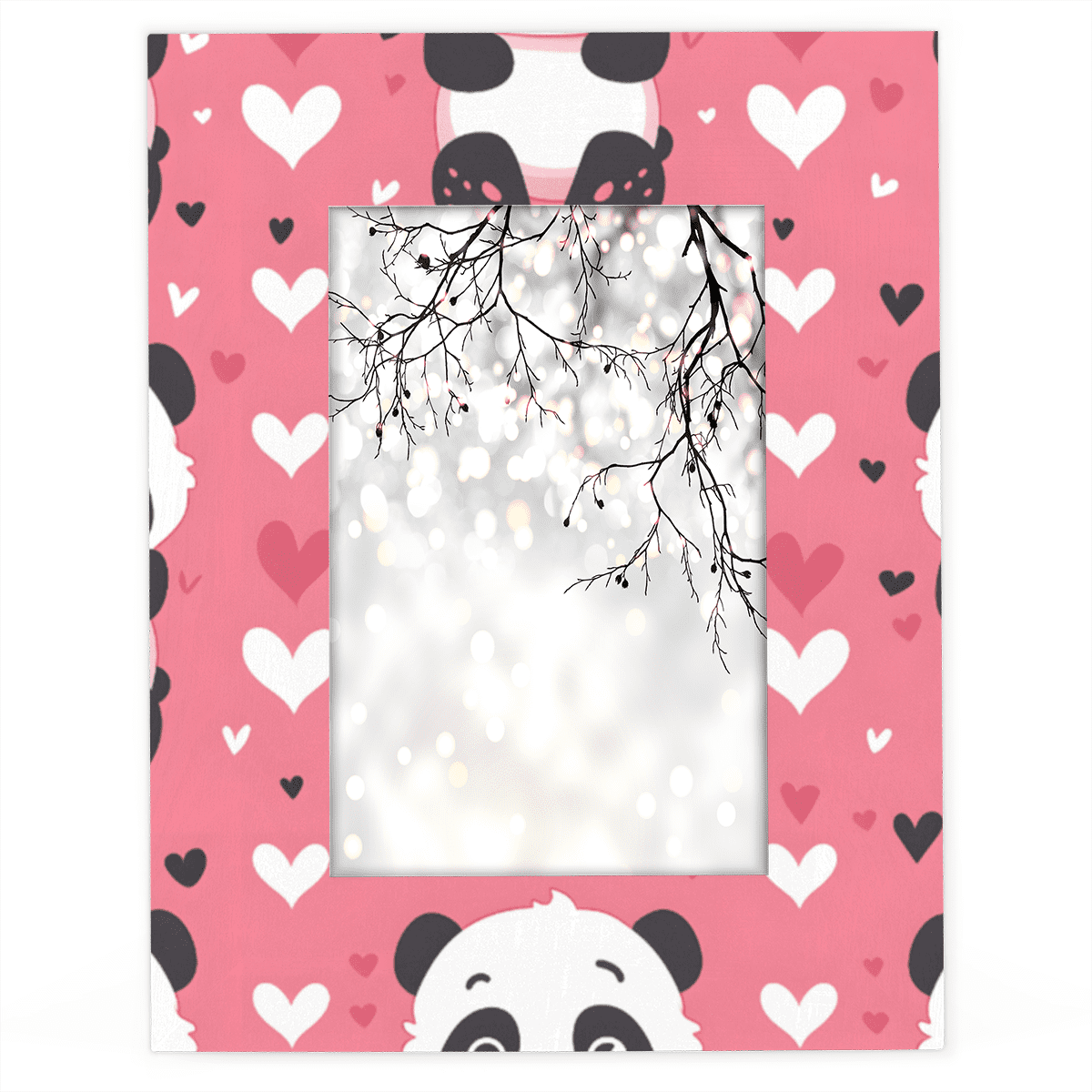 Herdesigns Cartoon Pandas 5x7 Picture Frame, Love Heart Wood Photo ...
