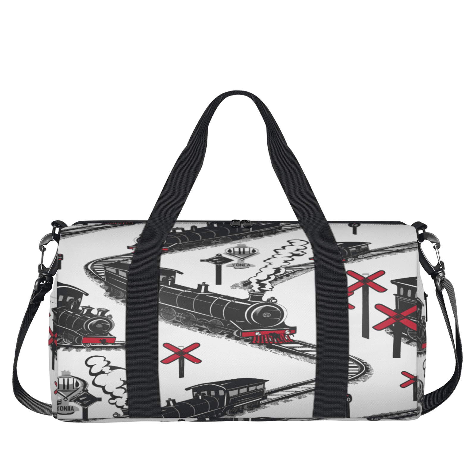 Herdesigns Cartoon Train Travel Duffle Bag Sports Yoga Weekender Overnight Carry on Workout Bags Lightweight Waterproof Gym Tote Bag for Women