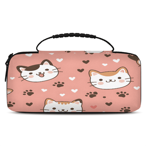 Herdesigns Cat Carry Case Compatible with Nintendo Switch 2, with 20 Game Card Slots, Cat Paws Print Portable Travel Carrying Case Pouch for Accessories & Games