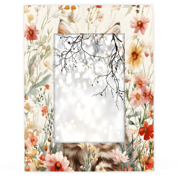 Herdesigns Cat Floral 4x6 Picture Frame Cute Cat Wood Photo Frame Table Display or Wall Hanging Decoration for Vertical or Horizontal Display