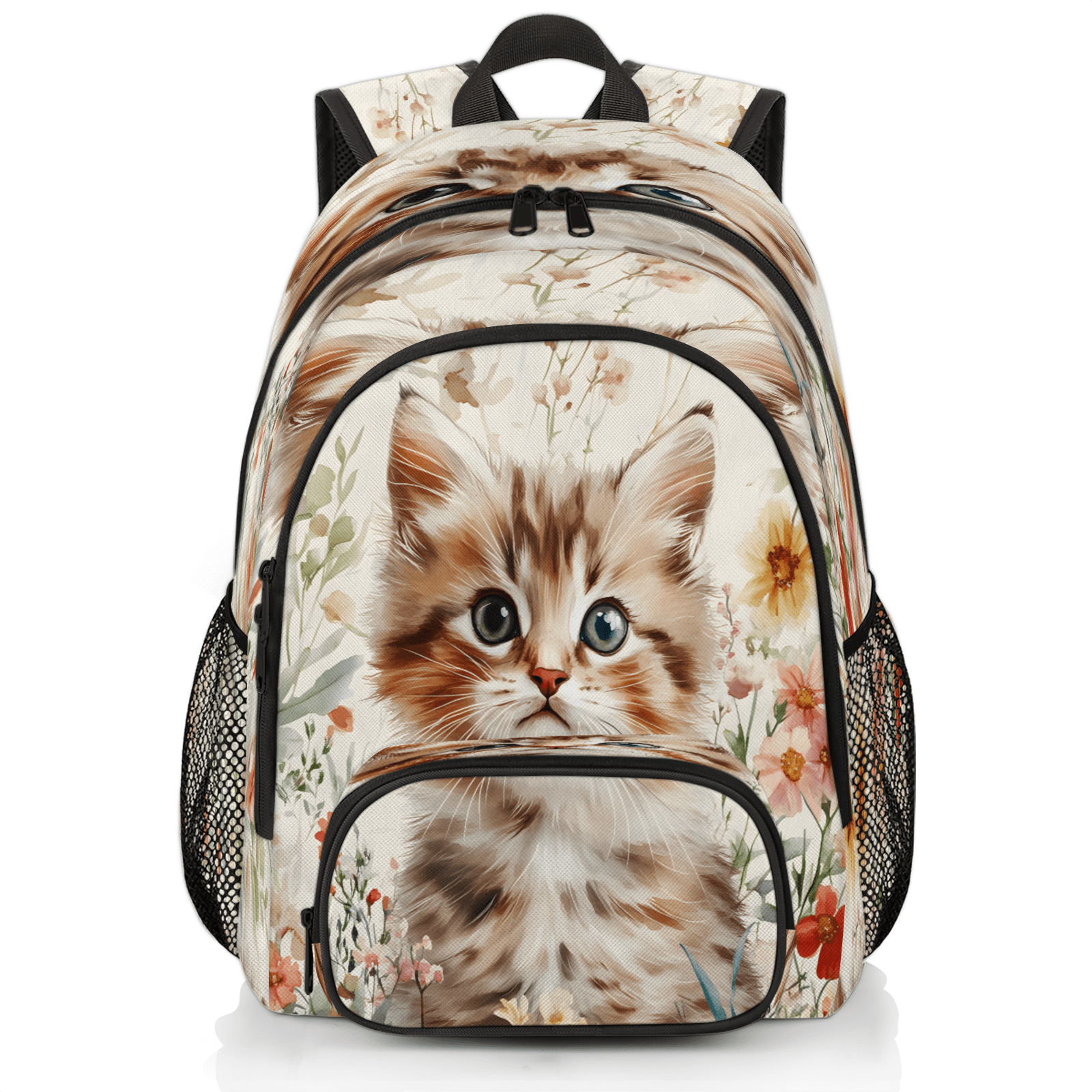 Herdesigns Cat Floral Laptop Backpack for Women Men, 18.3  display picture 1