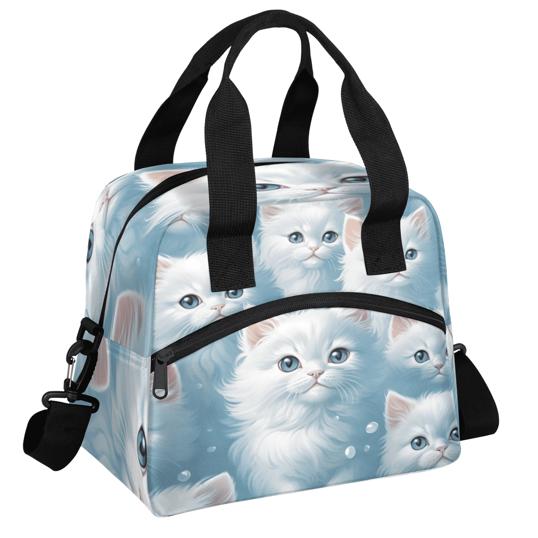 Herdesigns Cat Insulated Lunch Bag for Women Men Adults Large Reusable Lunch Box Cute Cat Leakproof Cooler Tote Bags with Adjustable Shoulder Strap
