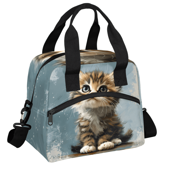 Herdesigns Cat Insulated Lunch Bag for Women Men Adults Large Reusable Lunch Box Cute Leakproof Cooler Tote Bags with Adjustable Shoulder Strap