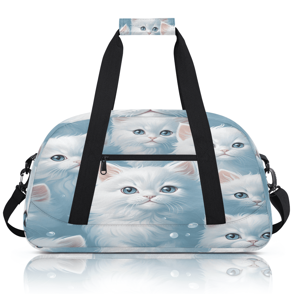 Herdesigns Cat Sports Duffle Bag for Women & Men, Cute Cat Gym Bag Dance Bag Overnight Bag Carry On Weekender Travel Bag