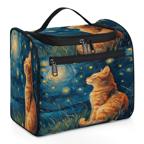 Herdesigns Cat Themed Toiletry Bag for Women, Travel Makeup Bag, Waterproof Hanging Cosmetic Organizer for Toiletries & Makeup Essentials