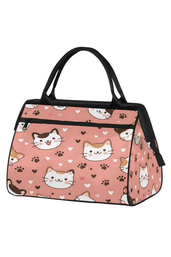 Cat Travel Duffle Bag for Women Men, Waterproof Weekender Carry On Bag, Sport Gym Overnight Tote Hospital Personal Item Bag Cat Paws Print